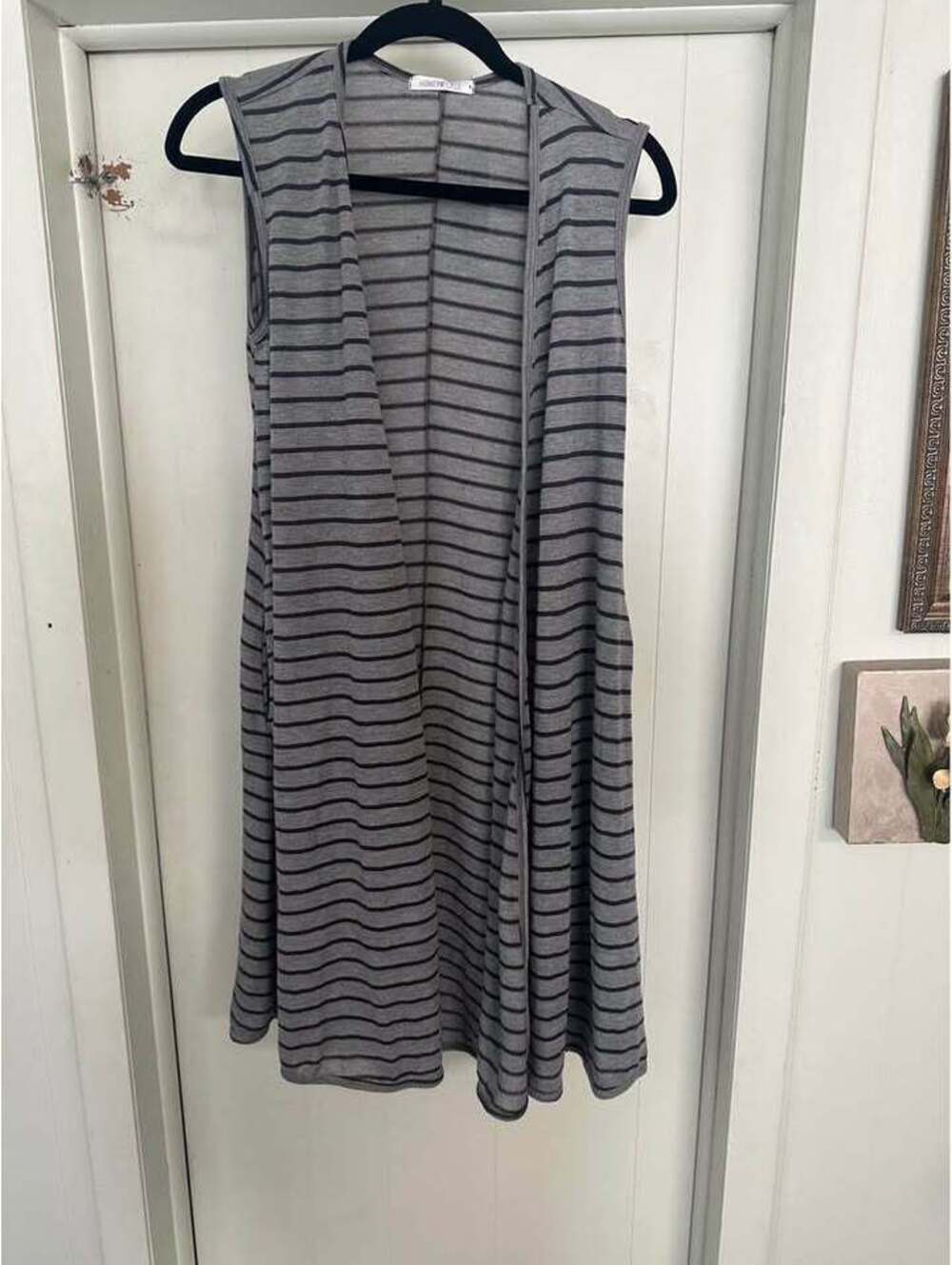 Womens Small Gray and black long duster vest Festival wear